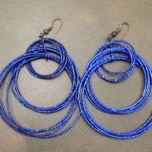 Blue Hooped Earrings